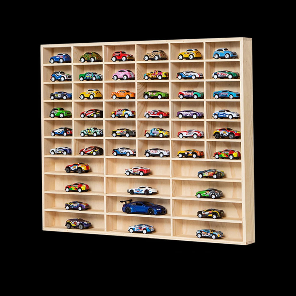 48 grids solid wood display cabinet wall mounted racks blind boxes collection box 10 layers storage shelf car model
