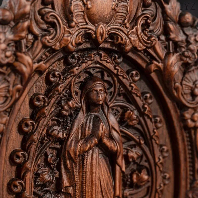Vintage religious virgin catholic prayer church mary wooden statue wall decor holy statues gift - (christian)