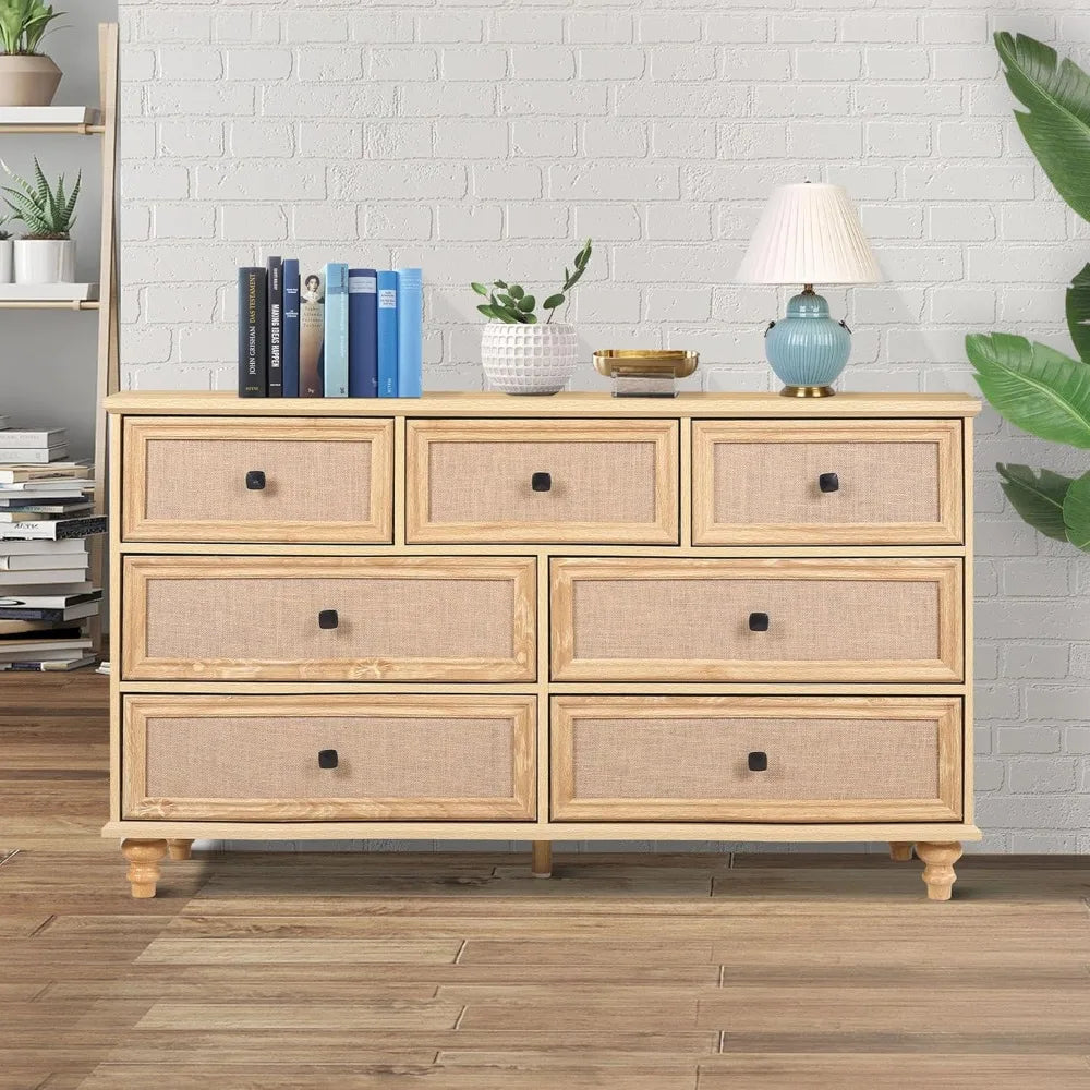 7 drawer dresser for bedroom mid century modern wide wood rustic chest of drawers wooden storage organizer dressers