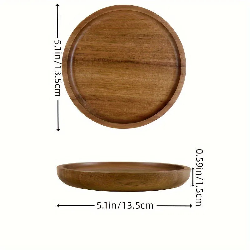 Japanese solid wood fruit plate factory wholesale wooden tray multi-size high-value snack - round shape s / 6 inches