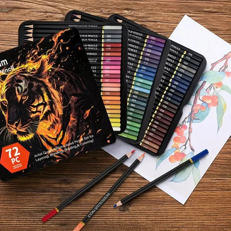 Brutfuner 72 watercolor pencils - vibrant art set for adults professional quality ideal blending effects with wet