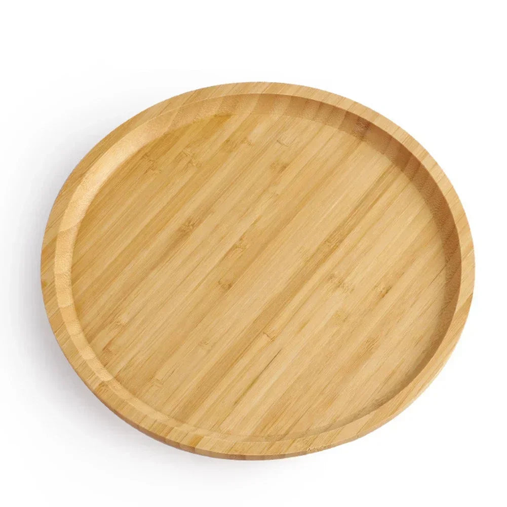 Trays serving tray 20*5*30cm easy to clean for fruit pizza multi-functional round wooden tableware stand food