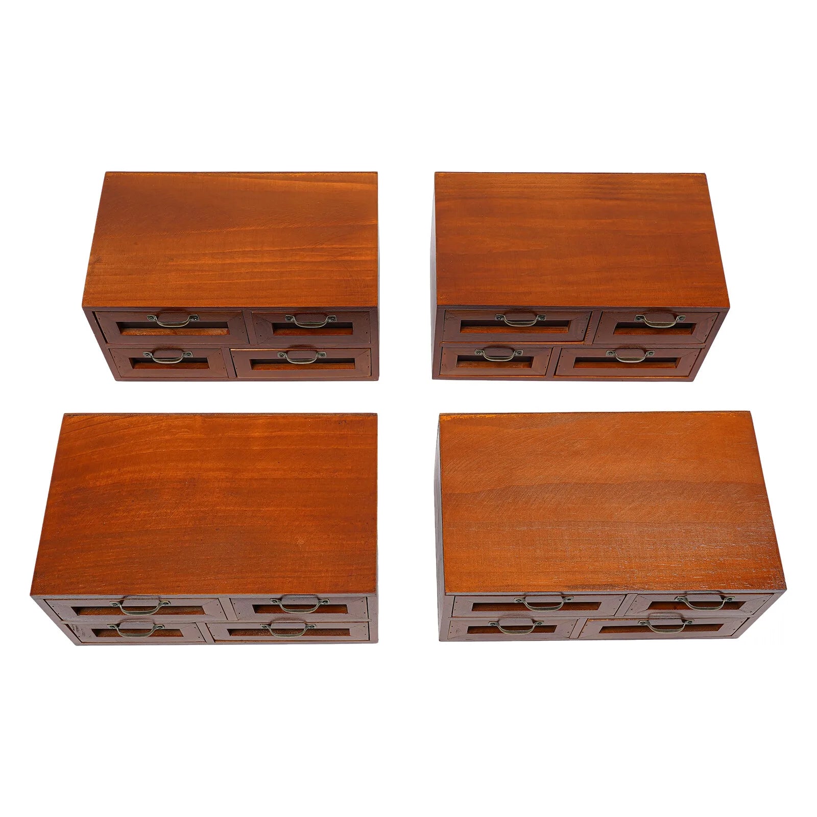 4pcs 16 drawers brown wooden storage box vintage multi drawer organizer 60*18.5*30.4cm - united states - multipurpose