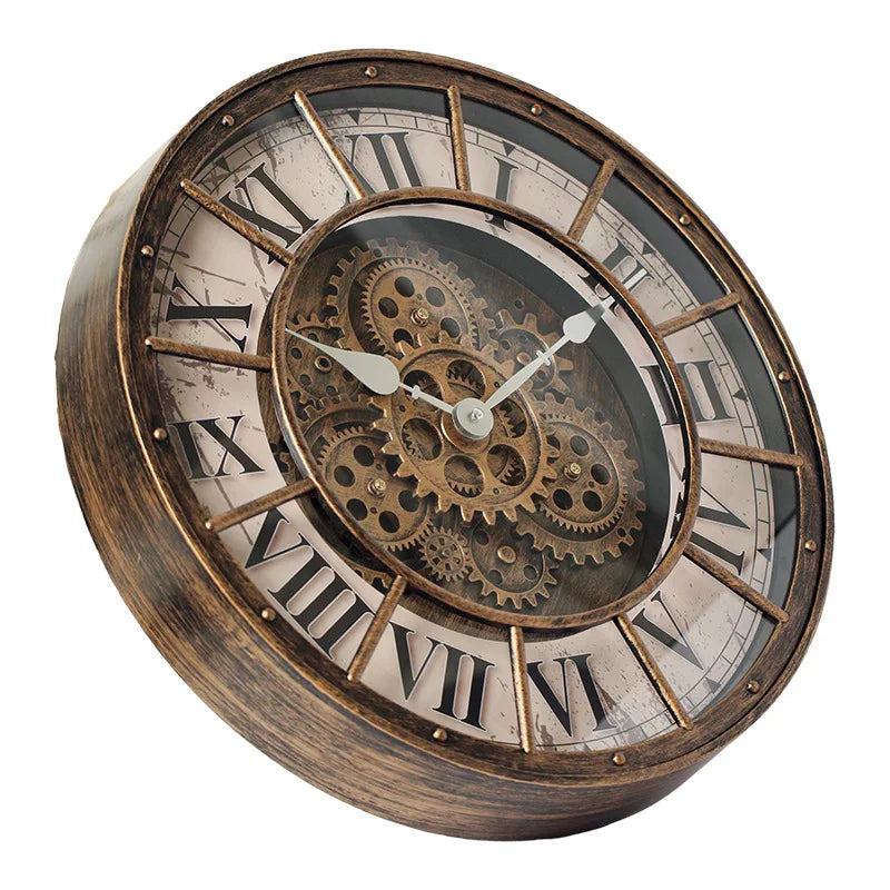 Round gear wall clock handicraft wholesale retro light luxury custom watch