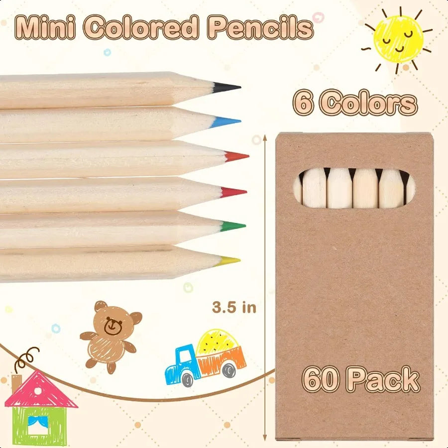 24 packs mini colored pencils bulk 3.5 inch coloring drawing pencil in kraft boxes goodie bags gifts for adult