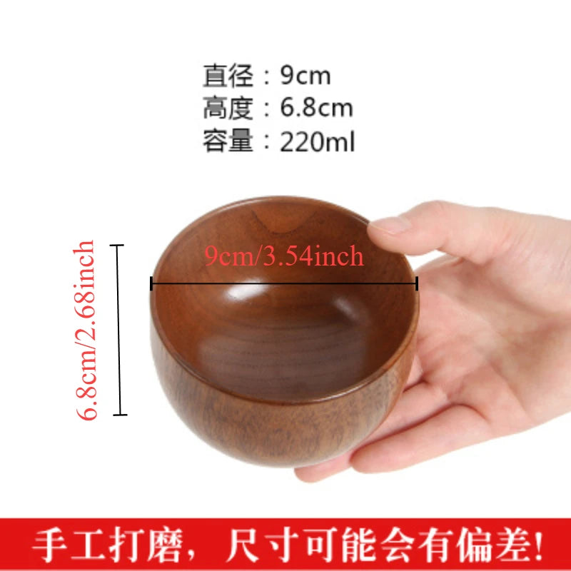 Japanese wooden bowls children drop-proof solid wood large noodle salad ramen bowl vintage household dining room