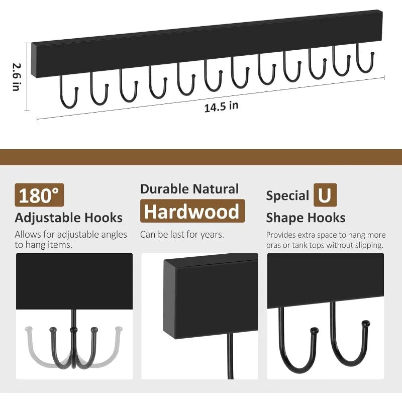 2 pack necklace organizer wall mount wooden jewelry hanger holder with 24 hooks,hanging - black / united states