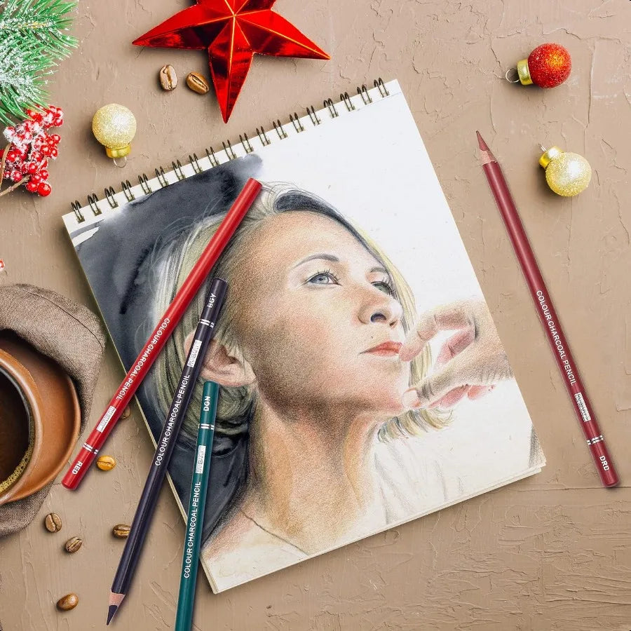 Profional colored charcoal pencils drawing set skin tone pastel chalk for sketching shading coloring la - united states