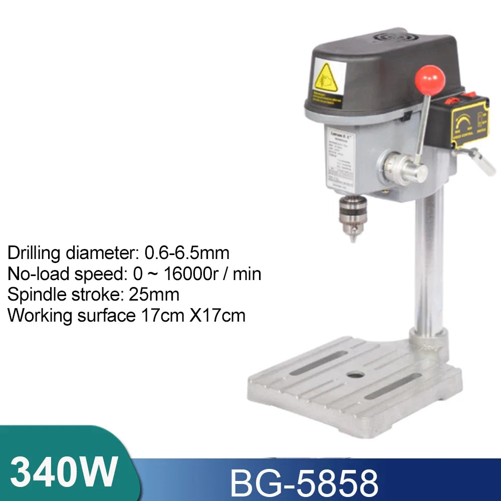 Allsome mini bench drill drilling machine variable speed chuck 1-16mm for diy wood metal electric tools - bg-5158b