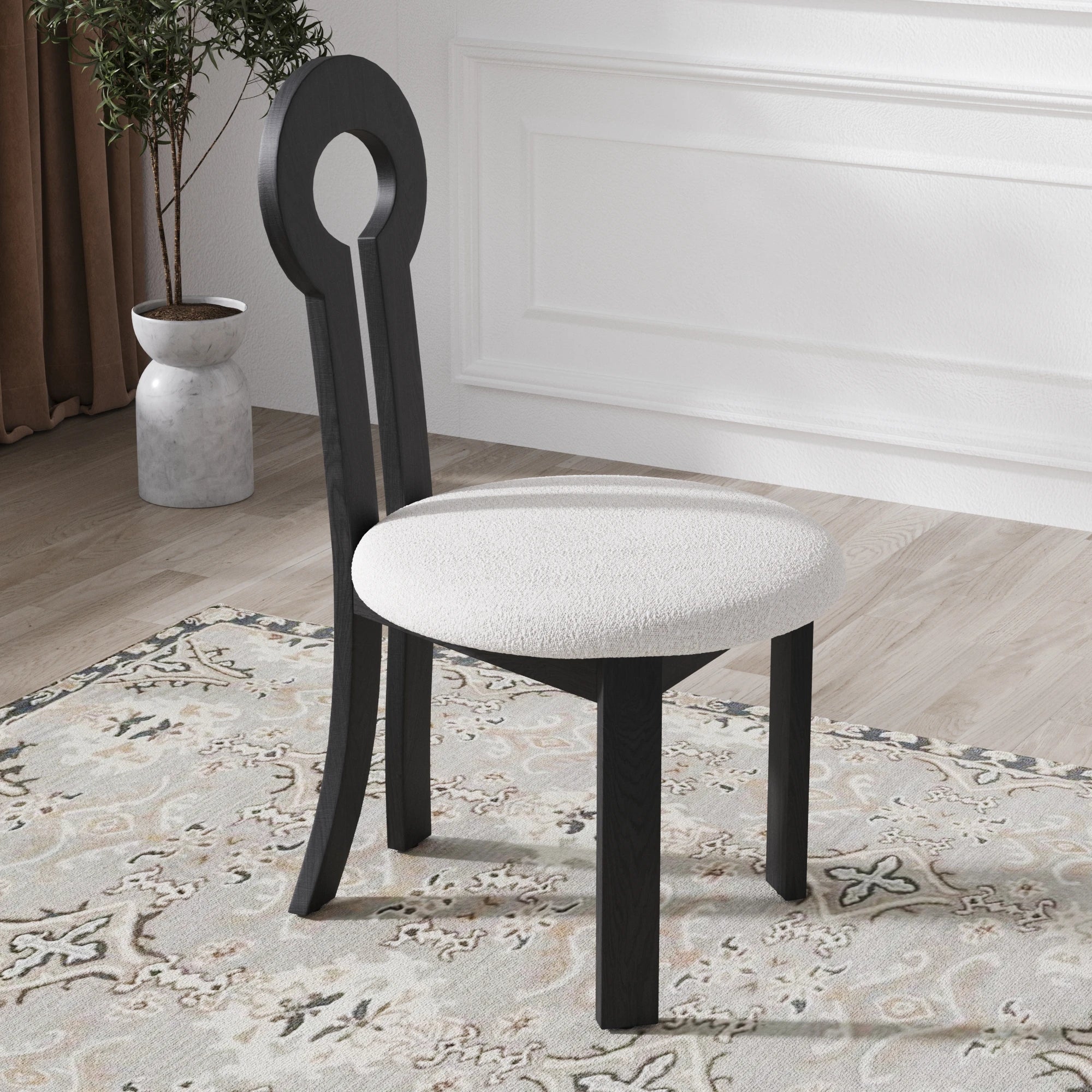 Sdorens wooden dining chairs set of 2 modern round room chair comfy fabric upholstered kitchen for vanity bar