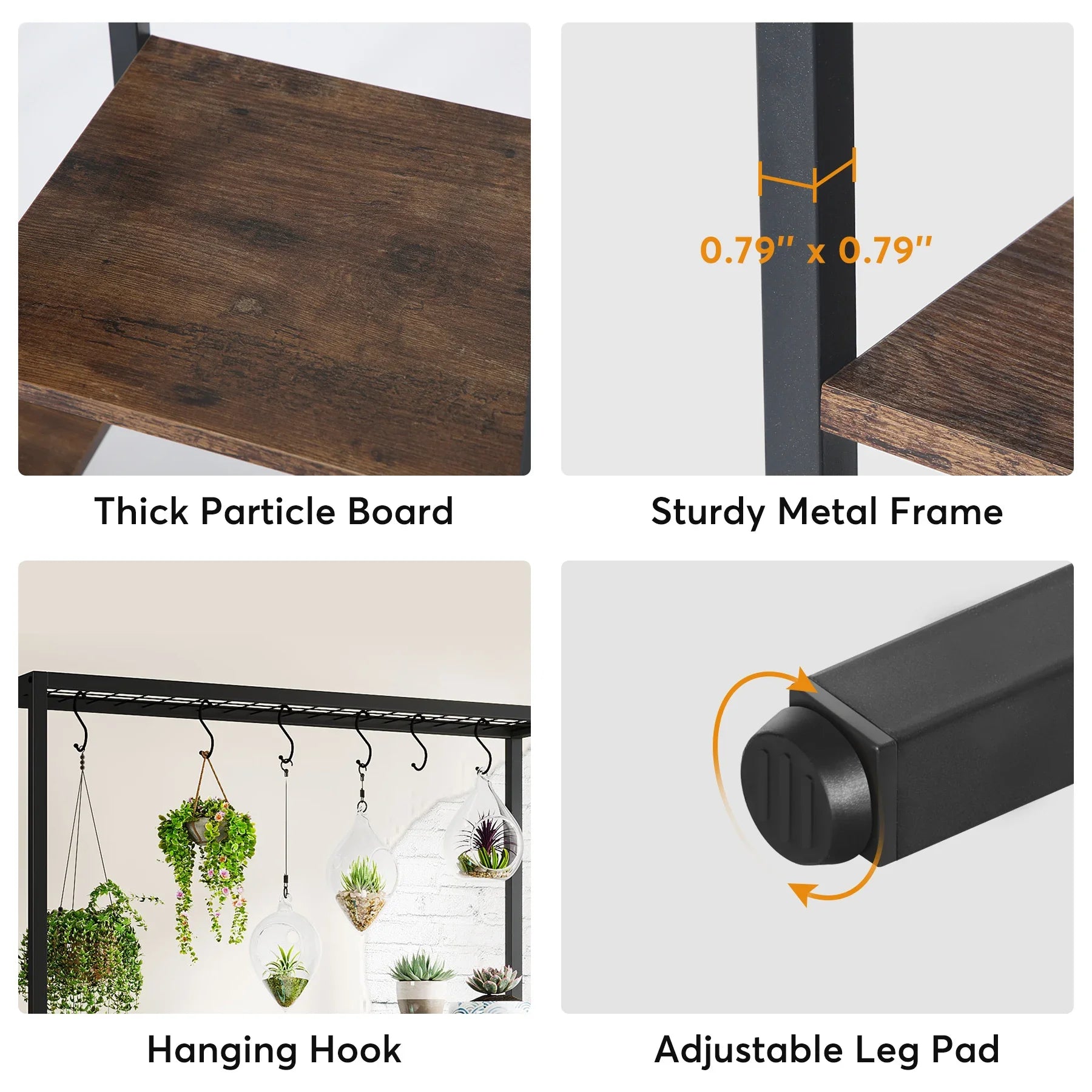 Tribesigns 5 tiers tall indoor plant stand 70.9 inches large metal shelf with 10 pc s hanging hooks for garden - brown