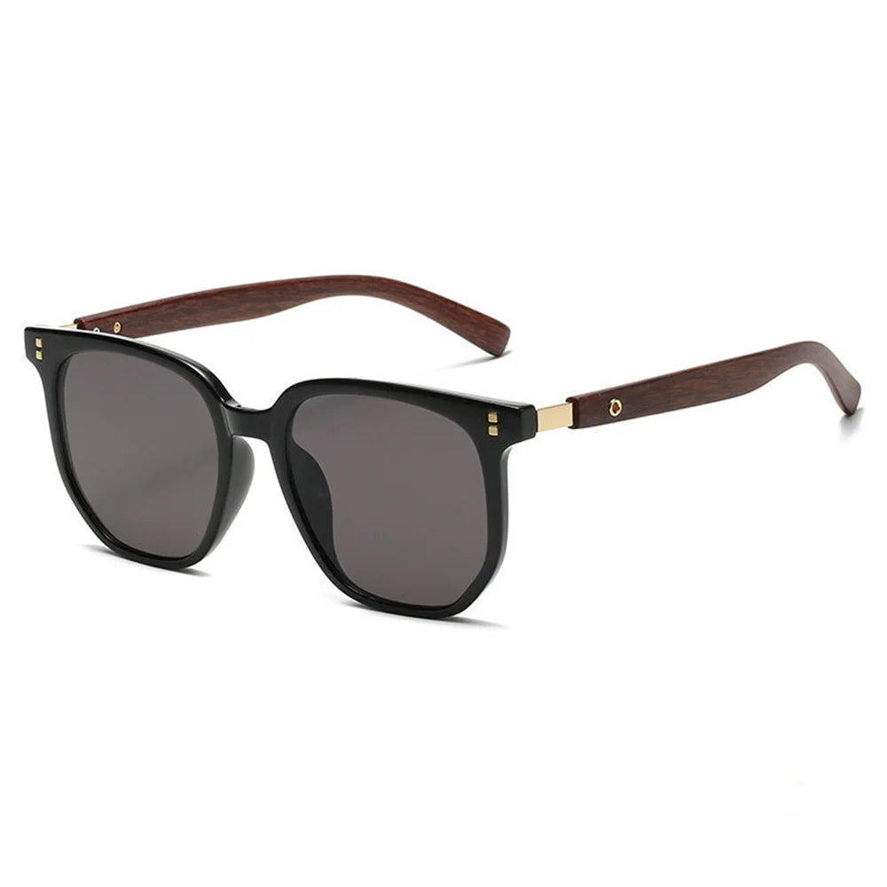 Wood sunglasses with dark polarized lenses retro fashion shades square frame men sun glasses female uv400 - united