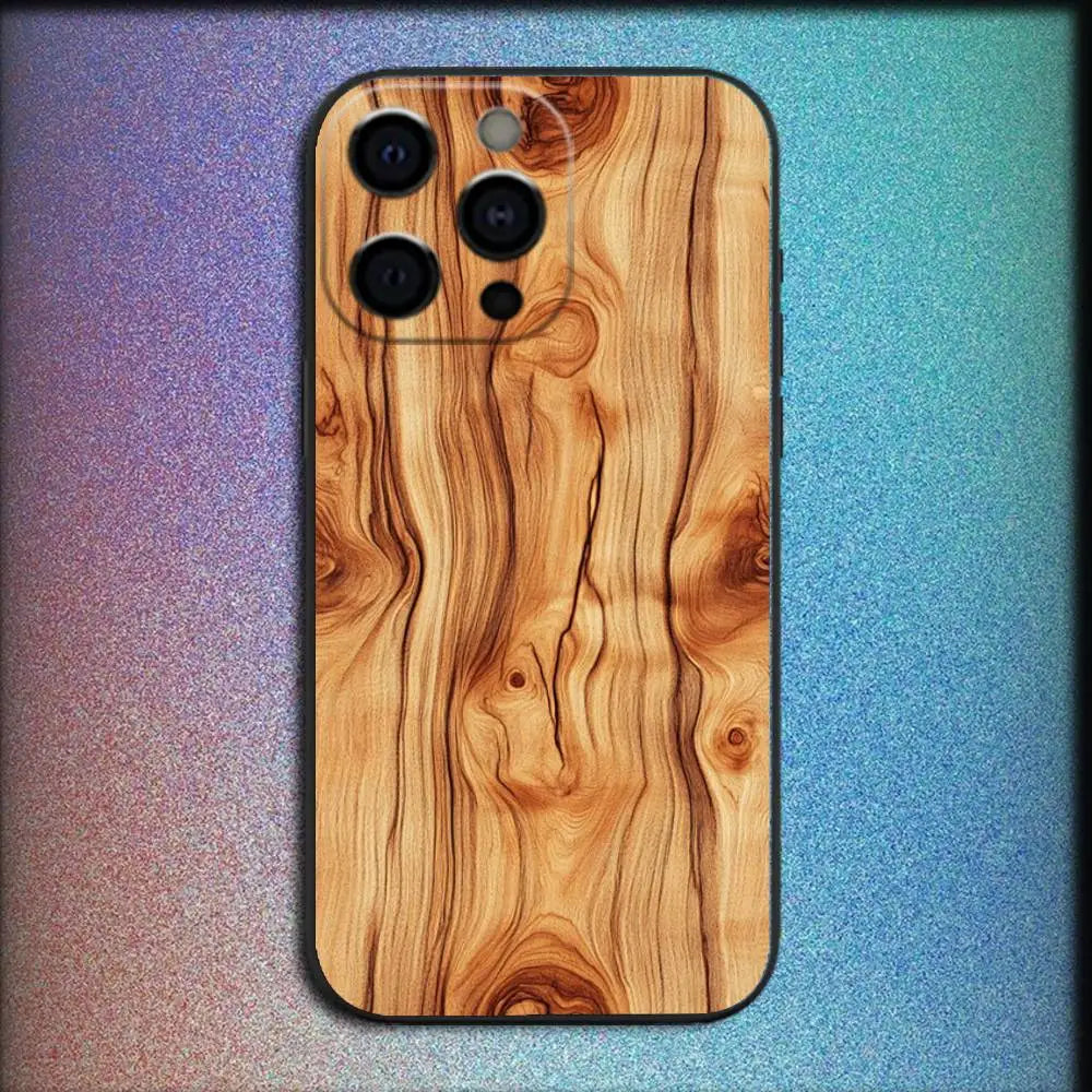 Natural wood phone case for iphone 17,16,15,14,13,12,pro,max,plus,e,se4,air,mini black cover - z4 / iphone15
