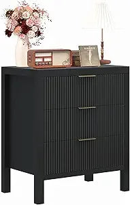 Nightstand with 6 drawers dresser and sets bedside tables mid century nightstands wide for bedroom, - black 01 / united