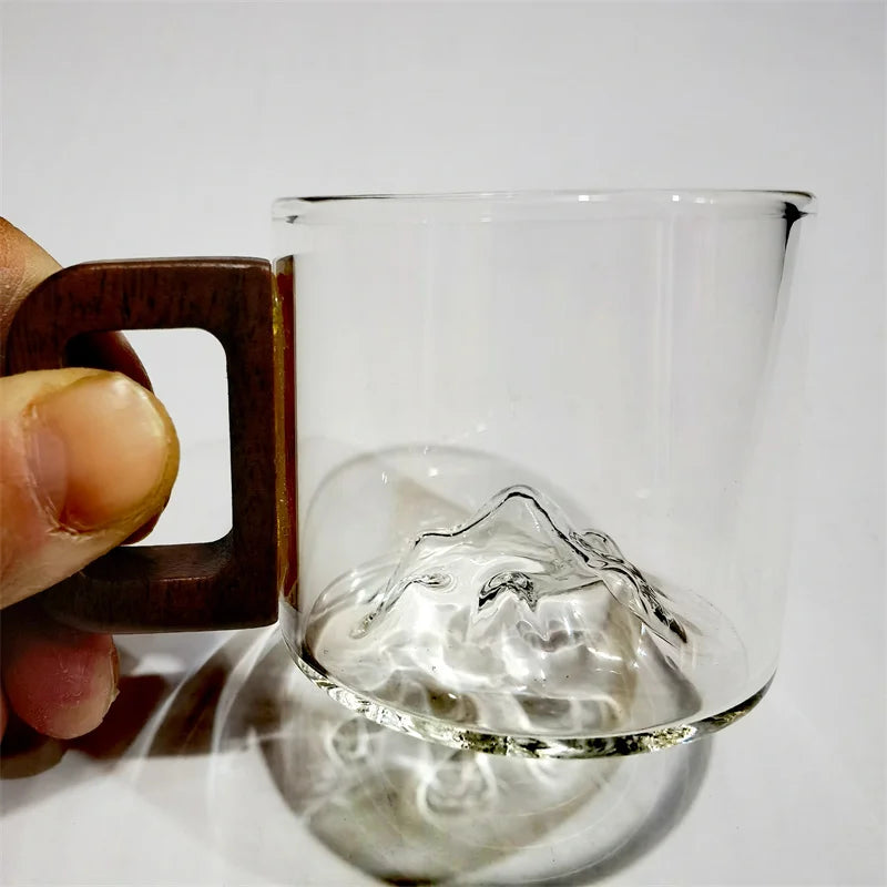 110ml small capacity espresso glass coffee mug with wooden tray spoon reusable tea art home barista accessories - clear