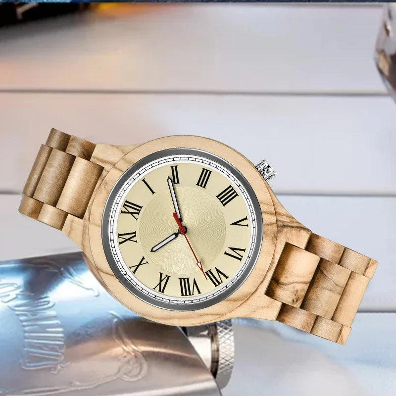Creative full natural wood male watches handmade bamboo novel fashion men women wooden bangle quartz wrist watch reloj