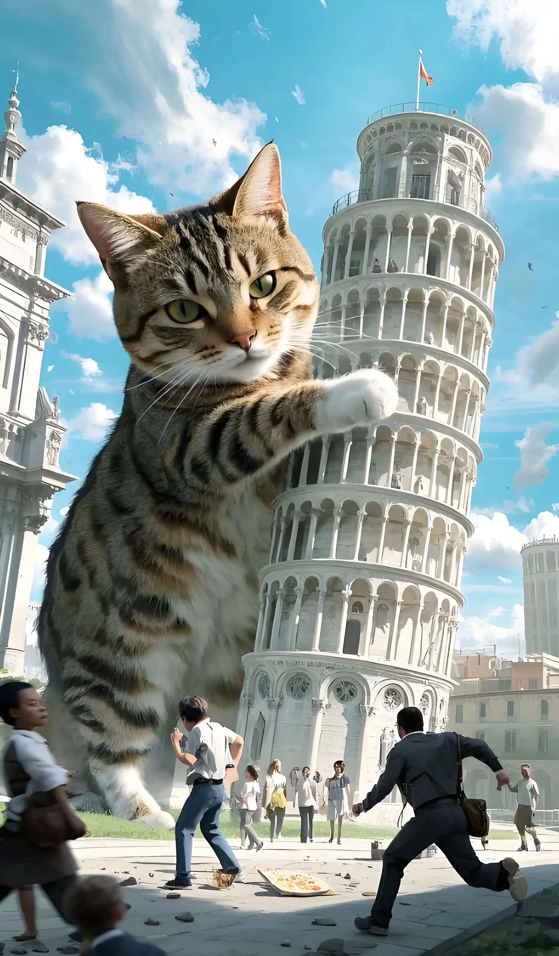 Giant cat and leaning tower of pisa 300/500/1000pcs wooden puzzle for gameroom bedroom livingroom decor birthday