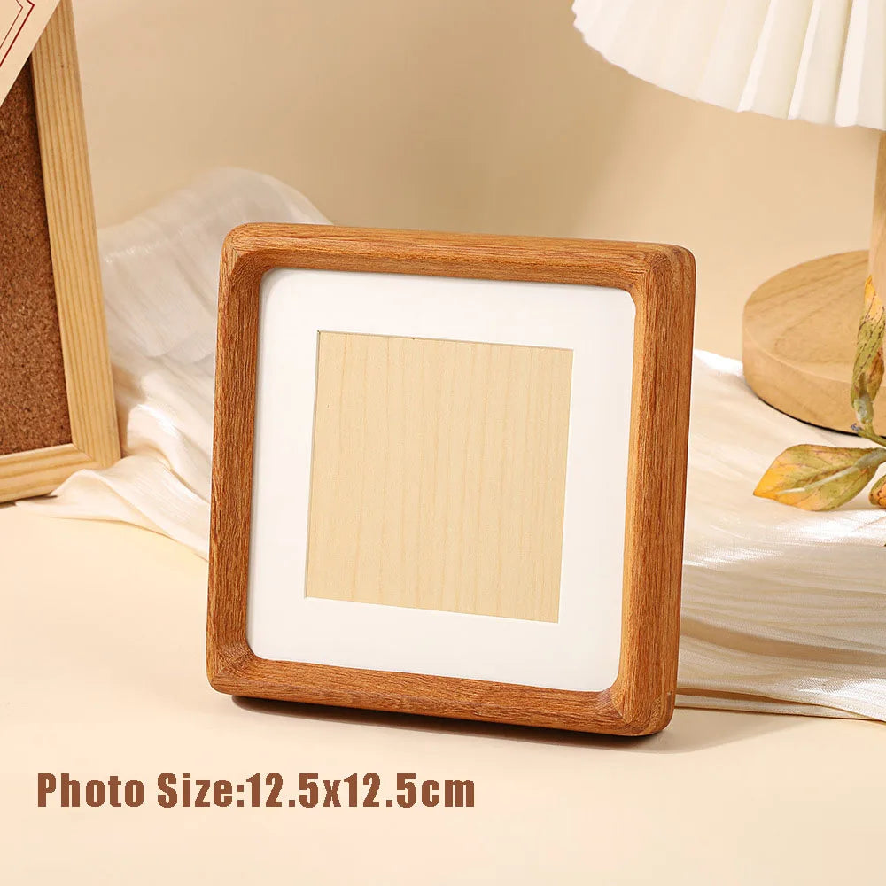 Square teakwood photo frame high-grade 10x10cm 20x20cm 25x25cm wedding picture stand for pictures home desktop decor
