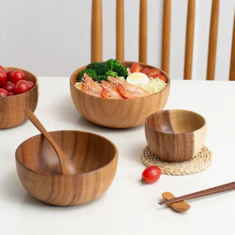 Home wooden bowl japanese acacia salad large kneading tableware