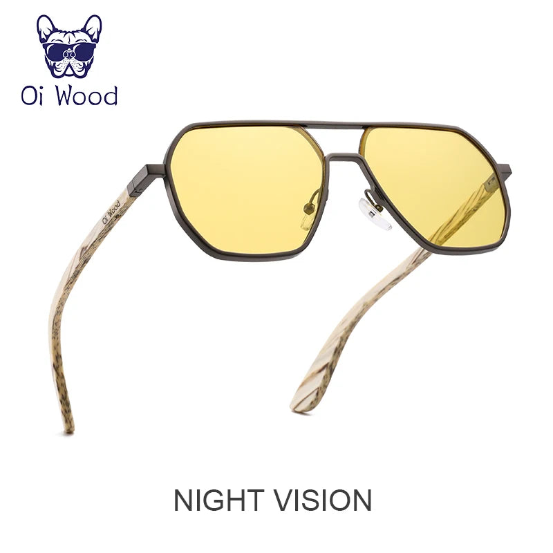 Oi wood high quality fashion alloy sunglasses men women wooden polarized sun glasses driving uv400 oculos de sol 8059