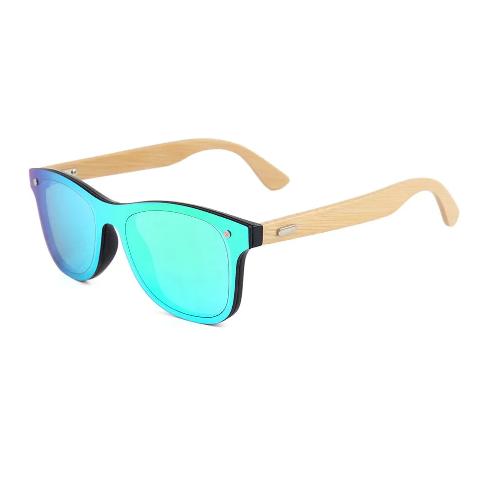 Shinycoco luxury brand bamboo wood sunglasses colorful legs for women men sun goggles - green mercury