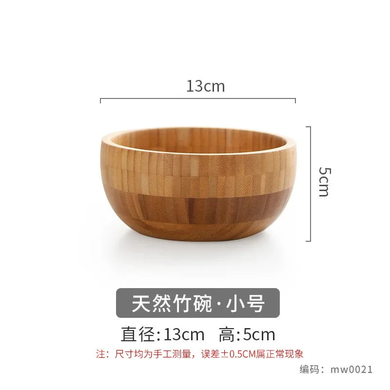 Natural bamboo bowl handmade household large ramen salad kneading basin wooden tableware - b