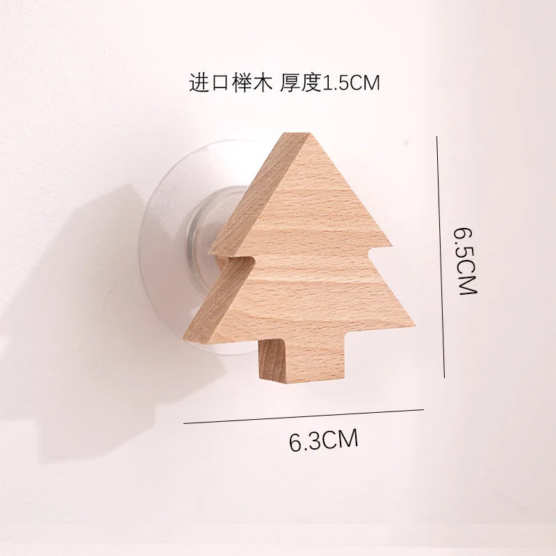 Star moon wooden decoration hooks cute cartoon animal adhesive wall omnipotent key holder for the home and - e