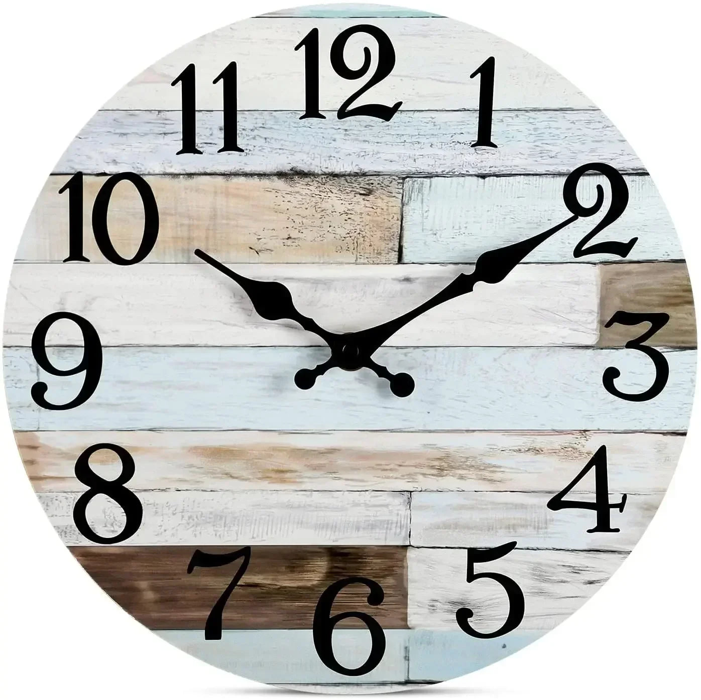 Wall clock 10 inch clockrustic clocks battery operated,silentnon ticking wooden coastal beach for living room bedroom