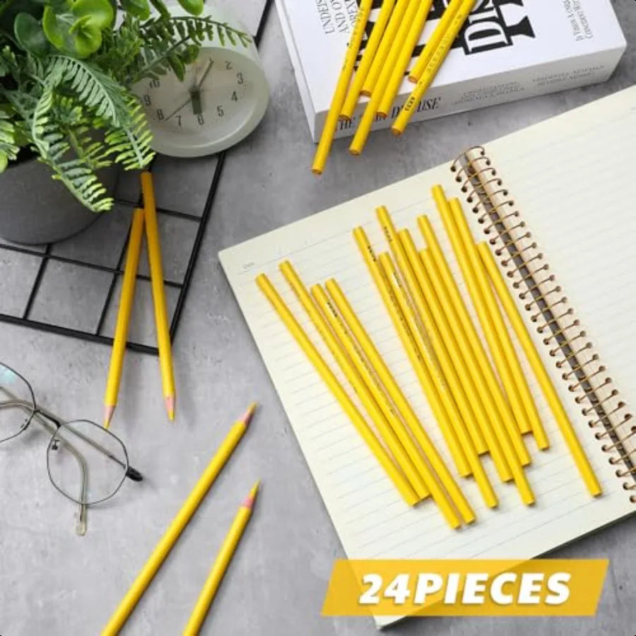 24 pcs yellow grease pencil marking bulk wax wooden crayon pencils for bowling coloring on the ball surfa - united