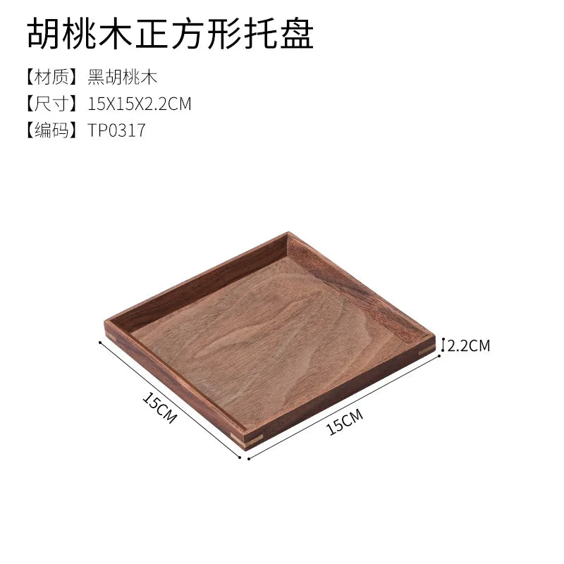 Scandinavian black walnut wood tray rectangular household tea fruit plate high value dinner - tp0317