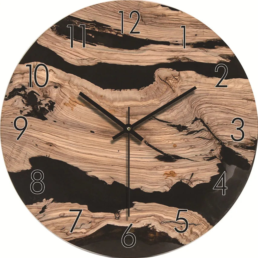 Wood grain wall clock transparent minimalist design hanging silent living room office art watch home decor hororloge