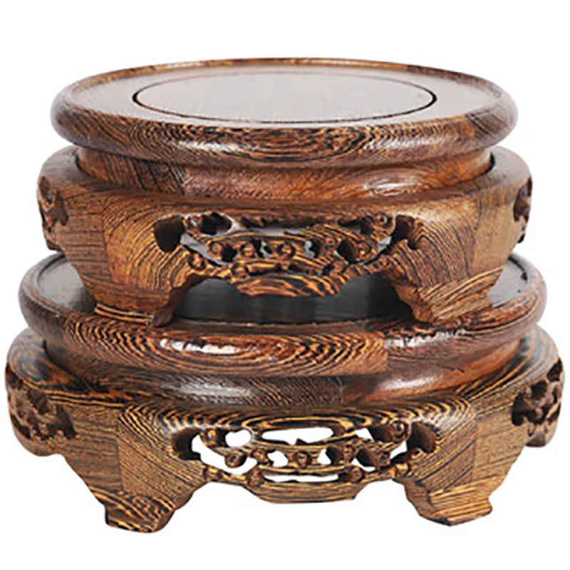 Wenge solid wooden pedestal display stand carving crafts vase ornaments circular bonsai buddha aquarium teapot base