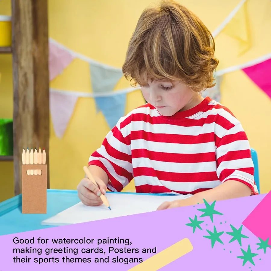 Mini drawing colored pencils for 3.5 inch portable short fat 6 different color pre sharpened in bulk painting class