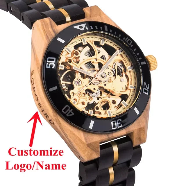 Mechanical watch men wooden watches bobo bird luxury fashion automatic wristwatch luminous timepiece clock custom gift
