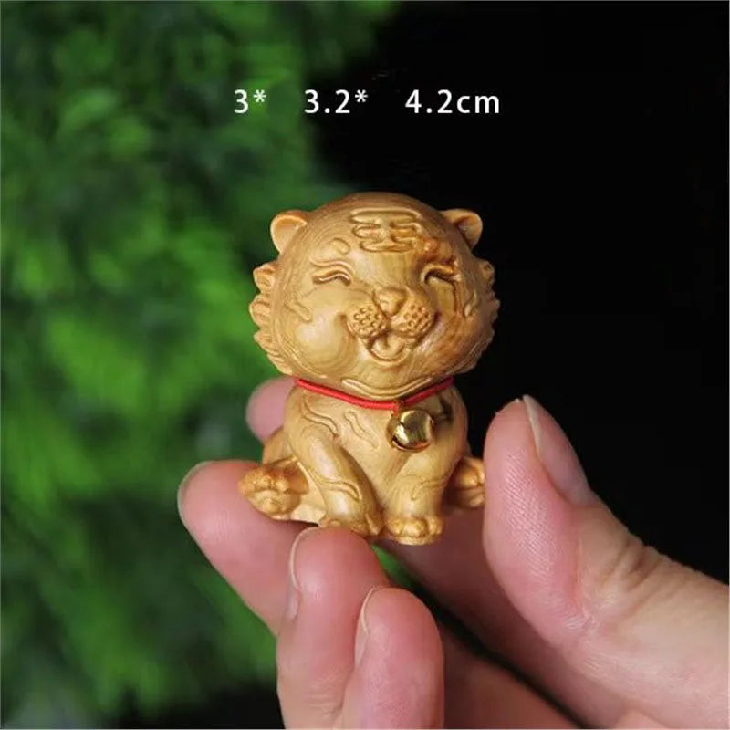 12 zodiac wood carving set - rat cow tiger rabbit dragon snake horse sheep monkey chicken dog pig animal figurines