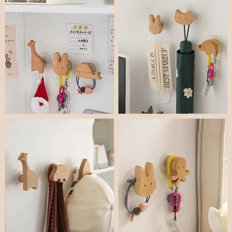 3pcs wood hooks organization wall holder clothes hanger keychain door hook bathroom kitchen accessories deco for home
