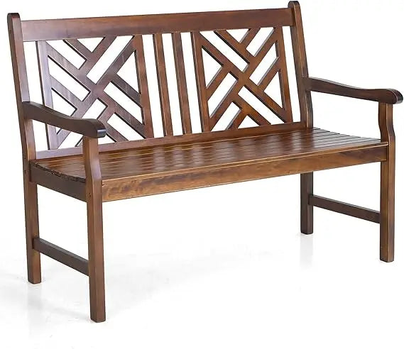 Sophia & william weather-resistant outdoor wooden bench 47 patio dining with backrest suitable for garden and porch
