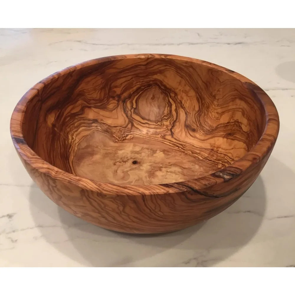 Handcrafted olive wood serving bowls - unique decorative wooden for fruit salad snacks and chips in small medium si