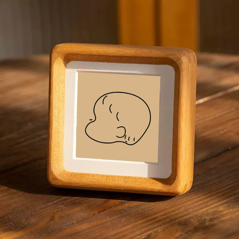 Wooden baby keepsake picture frame handmade hair and umbilical cord display solid wood memory home decor