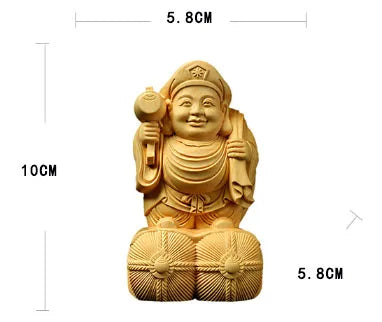 Boxwood wood carving mahakala buddha statue tibet great black god tantra god of wealth sculpture home decoration - b