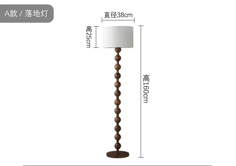 Vintage floor lamp art led fabric wood vertical light for living room bedroom bedside sofa hotel japanese decor - b