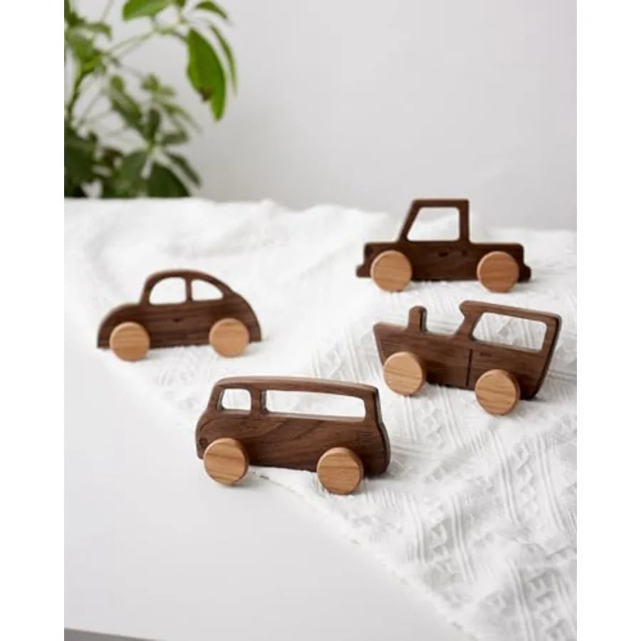 Heavy duty walnut carshaped wall mount coat hooks for room bathroom nursery entryway door 4 pack wooden ideal hanging
