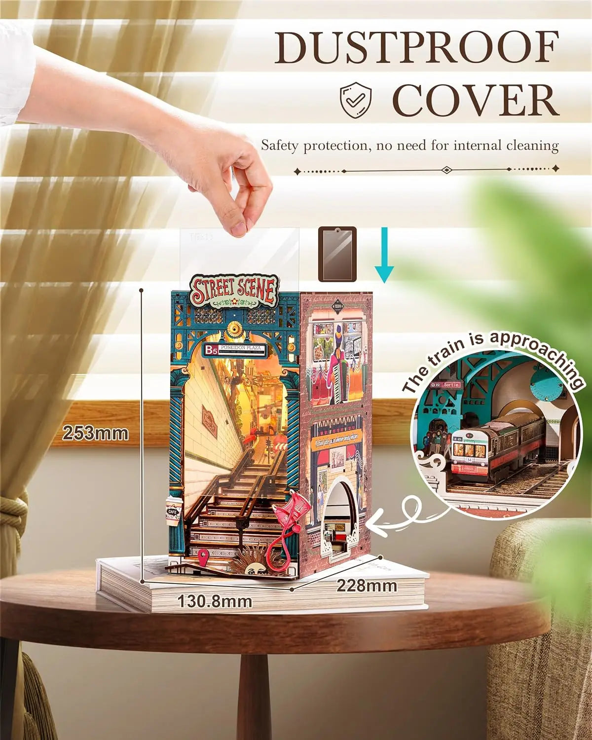 Robotime diy miniature house book nook kits street scene booknook with lights diorama model building kit decor gift