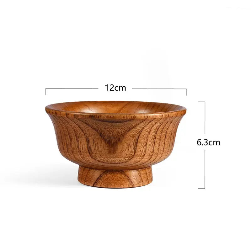 Natural wood bowl sauce salads salad ramen bowl,anti edge high foot milk tea wooden restaurant creative anti scald