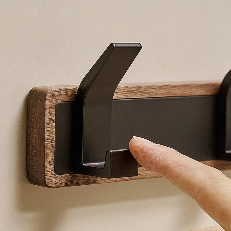 Bakala-black wood wall hook hanging coat rack for bathroom kitchen bedroom hallway clothes holder