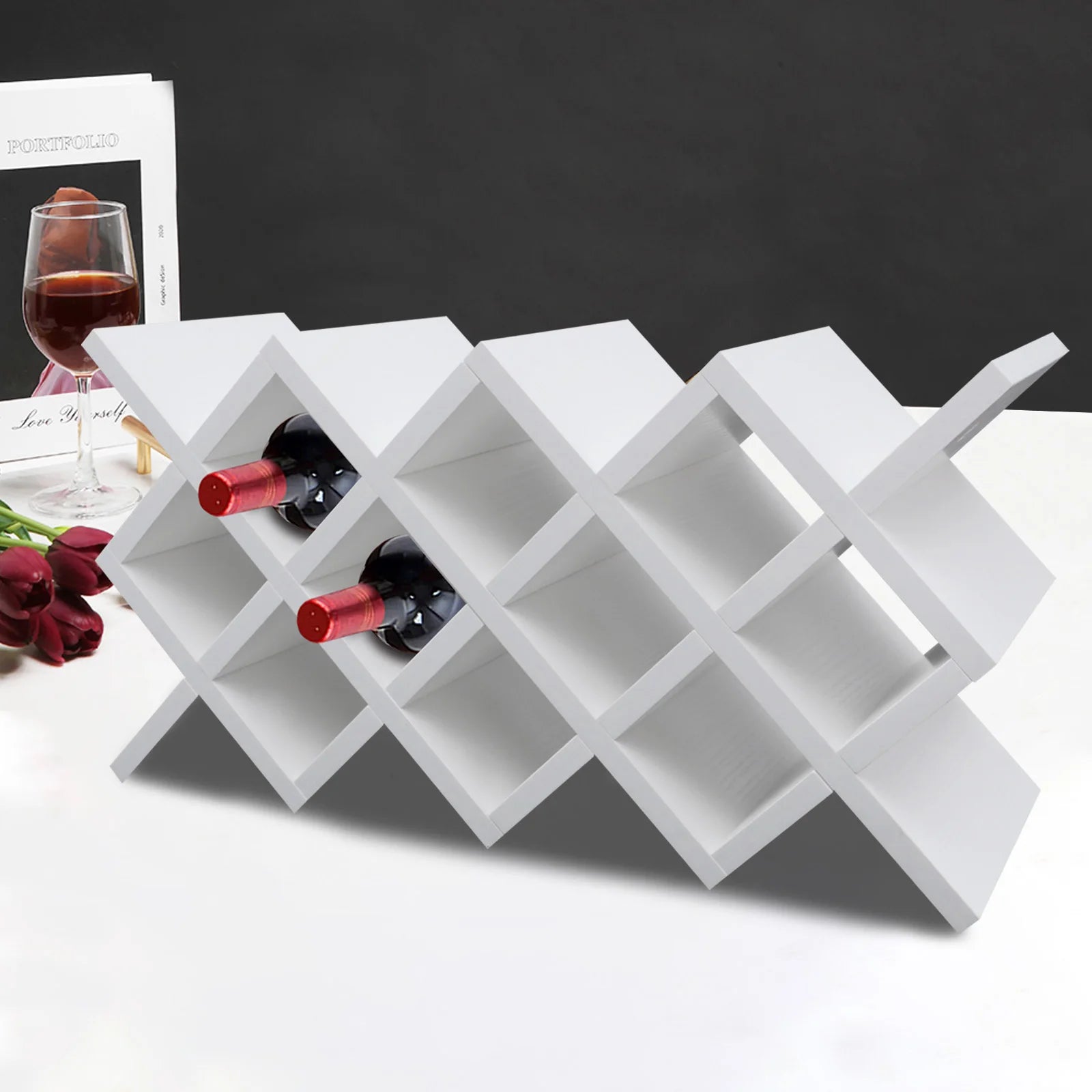 Modern detachable wood wine bottles rack for 10 bottles,wall-mounted holder,free standing storage and display - united