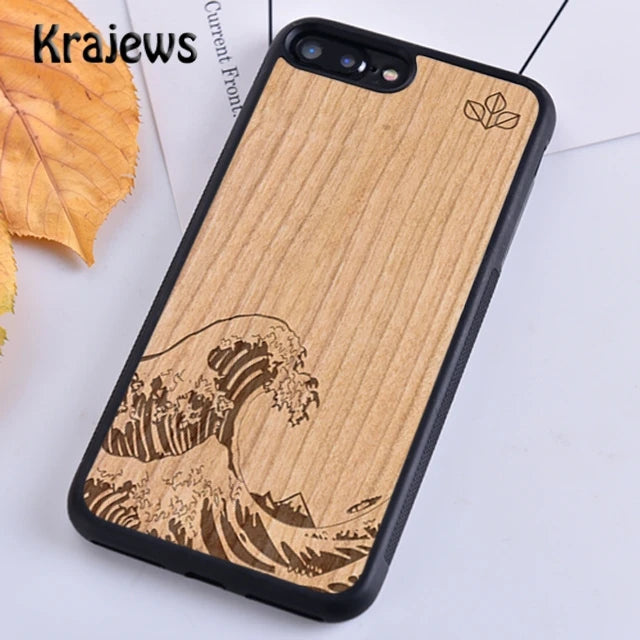 Krajews natural bamboo wood pattern phone case cover for iphone 17 air 16 15 14 plus 11 12 13 pro max coque - 003