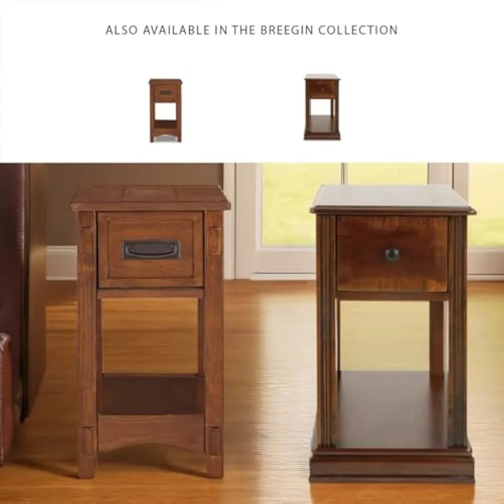 Breegin new traditional wooden chair side end table with 1 drawer and fixed shelf brown - united states