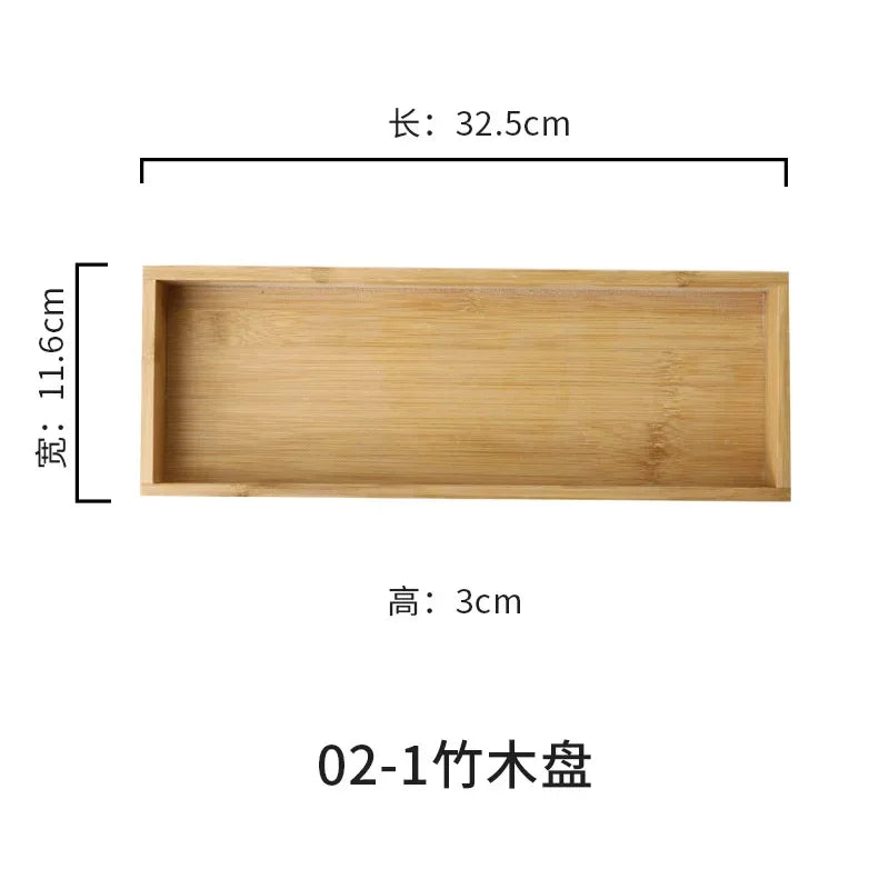 Japanese style bamboo wood tray square wood plate dinner plate bamboo tea restaurant hotel wooden fruit teapot - 02