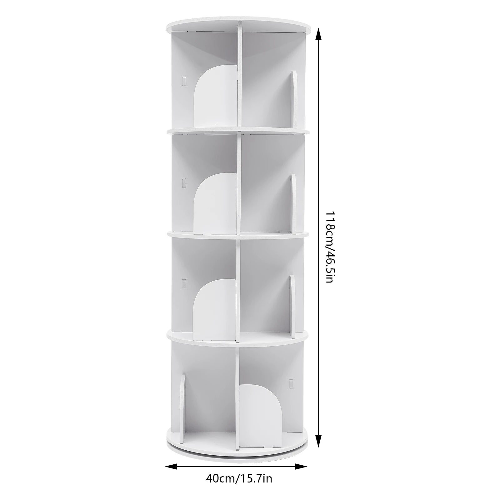 2/4-tier wooden rotatable bookshelf - 360°display floor standing storage rack white multifunctional organizer